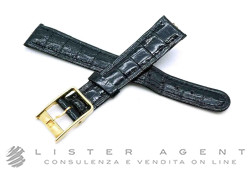 ZENITH cinturino originale in pelle di coccodrillo nero MM 16-14 con fibbia personalizzata placcata oro giallo. USATO!