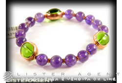 GIODORO extensible bracelet in goldplated 925 silver with amethyst and natural stone Ref. BRA2775-1. NEW!