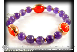 GIODORO extensible bracelet in goldplated 925 silver with amethyst and natural stone Ref. BRA2775. NEW!