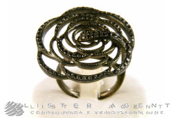 MARIA CALLAS ring collection Rose in yellow gold brunished 18Kt with black diamonds ct 2,10 Size 15 Ref. R007. NEW!