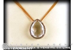 CENTOVENTUNO necklace in 18Kt rose and white gold with diamonds ct 0,55 and white topaze ct 21,40. NEW!