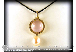 MIMI' necklace in 18Kt yellow and white gold with diamonds, rose quartz and pearl Ref. P150CQ2M. NEW!