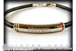 FERRARI by Damiani bracelet in 925 silver and black leather Ref. 20040491. NEW!