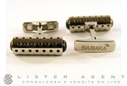 BARAKA' cufflinks in steel with fumé quartz Ref. PS231152ACQF000200. NEW!