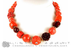 VANTO necklace in rose goldplated 925 silver with coral paste, quartz and bamboo Ref. GR2486AG. NEW!