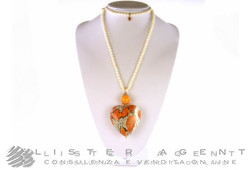 VANTO necklace Hearth in rose goldplated 925 silver with quartz, resin and reptile skin Ref. GR2480AG. NEW!