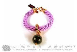 VANTO bracelet in lilac cloth with rose goldplated 925 silver and quartz. NEW!