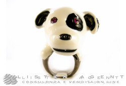 CASSETTI ring Cane in brunished 925 silver and enamel with onyx and rubies Size 14. NEW!