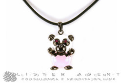 CASSETTI necklace Orsetto in brunished 925 silver and enamel with onyx and rubies. NEW! -40%