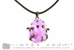 CASSETTI necklace Piovra in brunished 925 silver and enamel with rubies. NEW! -40%