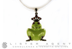CASSETTI necklace Re Ranocchio big size in brunished 925 silver and enamel with semi-precious stones. NEW! -40%