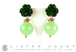 VANTO Rose earrings in rose gold plated 925 silver with green resin and quartz Ref. OR1775AG. NEW!