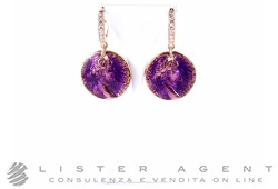 VANTO earrings Money in rose gold plated 925 silver with violet enamel zircons Ref. OR1625AG. NEW!