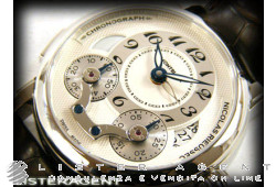 MONTBLANC Nicolas Rieussec Chronograph Gmt in steel Argenté AUT Ref. 106487. NEW!