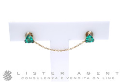 PARLAPIANO orecchino singolo Cuori per due buchi in oro rosa 18Kt e smeraldi ct 0.42 Ref. 0273/10. NUOVI!