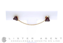 ORECCHINO singolo Cuori per due buchi in oro rosa 18Kt e rubini ct 0.66 Ref. 0273/10-S0. NUOVI!