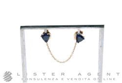 PARLAPIANO orecchino singolo Solitario per due buchi in oro rosa 18Kt con zaffiri ct 0.66 Ref. 0273/10. NUOVI!