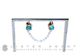 PARLAPIANO orecchino singolo Solitario per due buchi in oro rosa 18Kt con acquamarina ct 0.52 e diamanti ct 0.30 Ref. 0273/11/5. NUOVI!