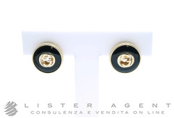 GUCCI orecchini Interlocking in oro rosa 18Kt con onice Ref. YBD78655400100U. NUOVI!