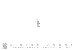 ANTEO ciondolo piccolo Dudù Lettera E in oro bianco 18Kt e diamanti ct 0.03. NUOVO!