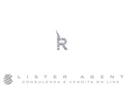 ANTEO ciondolo Dudù Lettera R in oro bianco 18Kt e diamanti ct 0.12. NUOVO!