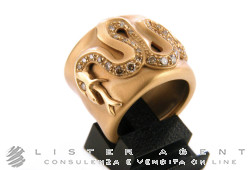 POMELLATO ring Eva in brushed 18Kt rose gold with brown diamonds Size 13 Ref. AA603SO7BR. NEW!