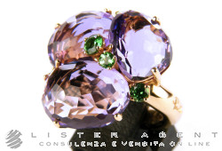 POMELLATO ring Bahia in 18Kt rose gold with amethyst and tsavorite Size 15 Ref. AB002O7OITZ. NEW!