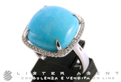 RING in 18Kt white gold with diamonds ct 0,22 H Vvs and turquoise Size 11,5 Ref. N13423. NEW!