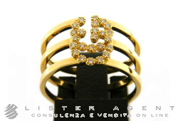 GUCCI ring Running G in 18Kt yellow gold with diamonds Size 16 Ref. YBC481653001016. NEW!