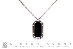 DAMIANI necklace Piastra in steel and 18Kt rose gold wiyh diamond ct 0,01 and onyx Ref. 20059649. NEW!