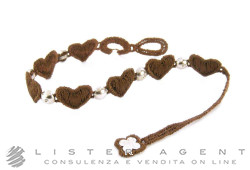 DAMIANI e CRUCIANI bracelet Cuore N°1 in 925 silver with diamonds and brown macramè. NEW!