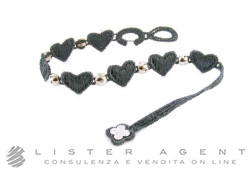 DAMIANI e CRUCIANI bracelet Cuore N°1 in 925 silver with diamonds and grey macramè. NEW!