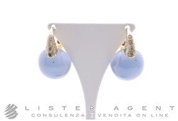 POMELLATO Luna earrings in 18Kt white gold with diamonds and chalcedony Ref. OA304O2BG. NEW!