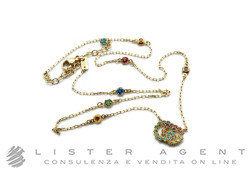 GUCCI Running G necklace in 18Kt yellow gold with natural stones Ref. YBB48162300100U. NEW!