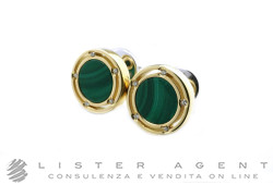 DAMIANI D.Side earrings in 18Kt yellow and white gold with diamonds ct 0.05 and malachite Ref. 20080451. NEW!