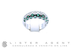 ANELLO in oro bianco 18Kt con diamanti ct 0.33 e smeraldi ct 0.22 Misura 15. NUOVO!