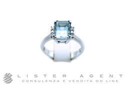 ANELLO in oro bianco 18Kt con diamanti ct 0.12 H Vs e acquamarina ct 1.35 Misura 14. NUOVO!