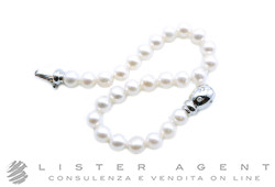 TAVERNA bracciale Perle di acqua dolce mm 6.20 e chiusura in oro bianco 18Kt con diamanti ct 0.12 Ref. 3428. NUOVO!