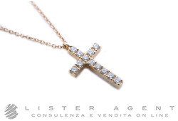TAVERNA collana Croce in oro rosa 18Kt con zaffiri rosa e bianchi ct 0.46 Ref. 4630BZTAVER. NUOVA!