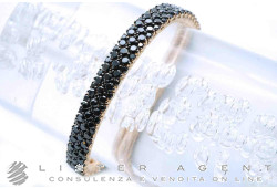 DEMEGLIO bracciale elastico Tennis a due file in oro rosa 18Kt e diamanti neri ct 9.67 Ref.524024351. NUOVO!