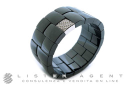 DEMEGLIO bracciale elastico in ceramica nera High-Tech e oro bianco 18Kt con diamanti ct 0.67 Ref. 207547-962NQDBOB. NUOVO!