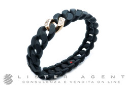 DEMEGLIO bracciale elastico in ceramica nera High-Tech e oro rosa 18Kt con diamanti ct 0.12 Ref. 2202399-G4T3NSDBOR. NUOVO!