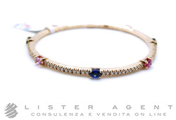DEMEGLIO bracciale elastico Tennis in oro rosa 18Kt con diamanti e pietre preziose Ref. 23023220-BTE4X3RBW. NUOVO!