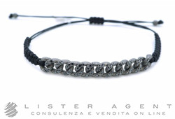 ANTEO bracciale in titanio e diamanti neri ct 0.52 con sagola marinara nera Ref. PP02NTPRECOINV-39B0. NUOVO!