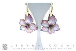 GABRIELLA RIVALTA collezione Fiori orecchini Ibiscus in oro giallo 18Kt e rame smaltato Ref. 40880460. NUOVI!