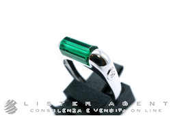 CENTOVENTUNO ring in 18Kt white gold with green semiprecious stone Size 54 Ref. KGA20B0YV00. NEW!