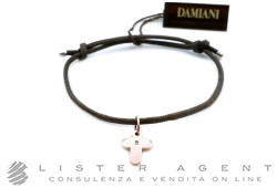 DAMIANI bracelet in cloth and 925 silver with cross pendant in 9Kt rose gold and diamond Ref. 20059822. NEW!