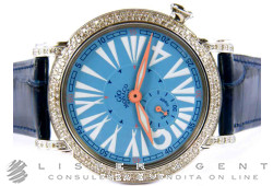 GIO' MONACO Dafne in steel and diamonds Light blue Ref. 419-A. NEW!