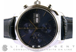 LOUIS ERARD Chronograph Automatic in steel Blue Ref. 78269AA15. NEW!