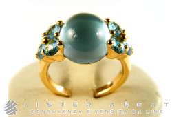 POMELLATO ring Luna in 18Kt rose gold with light blue topazes Size 13 Ref. AA702O7OY. NEW!